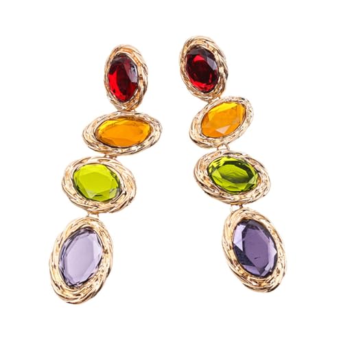 IMIKEYA Bunte Retro Ohrringe Lang Hängend Glänzend Metall Strass Schmuck Damen Party Alltag Reise von IMIKEYA