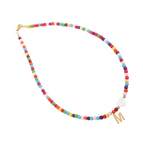 IMIKEYA Bunte Türkis Halskette Buchstaben Anhänger Clavicle Choker Damen Schmuck Zierliche Statement Halskette für Alltag und Besondere Anlässe von IMIKEYA