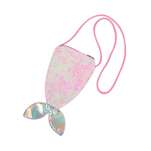 IMIKEYA Pailletten-umhängetasche Für Mädchen Bunt Mit Weißem Meerjungfrauenschwanz-Design Münztasche Und Handytasche Tragbare Aufbewahrungstasche Für Junge Mädchen von IMIKEYA