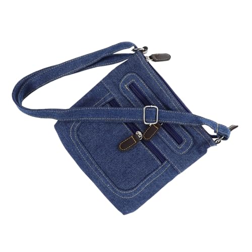 IMIKEYA Casual Denim Schultertasche Damen Retro Umhängetasche mit Mehreren Reißverschlusstaschen Quadratisch Kompakt Modisch für Alltag und Freizeit von IMIKEYA