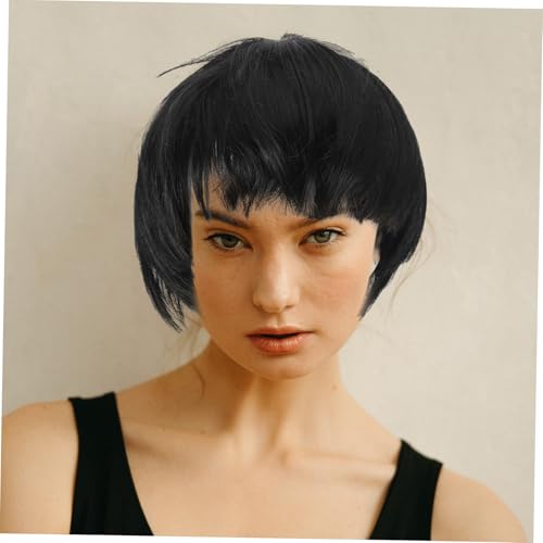 IMIKEYA Charming Party Wig Kurz Gerade Perücke mit Unisex Natürliches Aussehen Stylisches Haaraccessoire für Alltag und Kostümpartys Schwarz von IMIKEYA