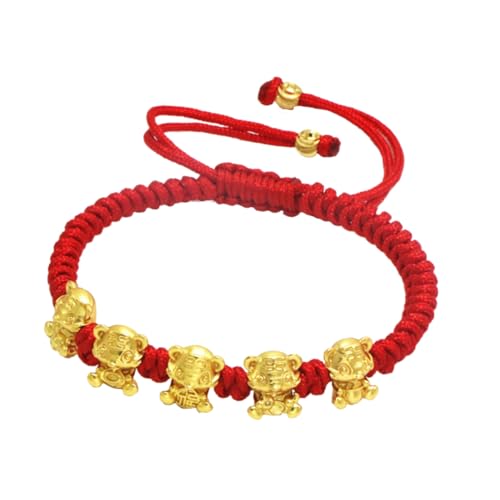 IMIKEYA Chinesisches Neujahrsarmband Tiger Zodiac Handseil Verstellbare Rote Glücksschnur Langlebige Legierung und Polyester Glücksbringer für Frauen und Männer Festliches Schmuckgeschenk von IMIKEYA