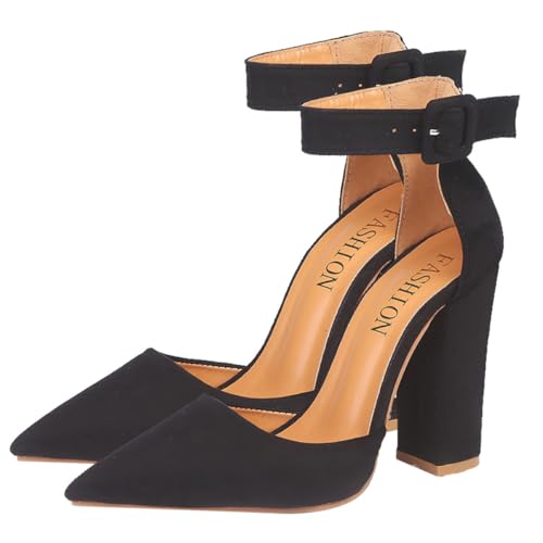 IMIKEYA Chunky Heel Pumps Damen Spitz Zehen Schnallenverschluss Modische Saison Sommer Schuhe mit Mittelhohem Absatz für Frauen Party Alltag von IMIKEYA