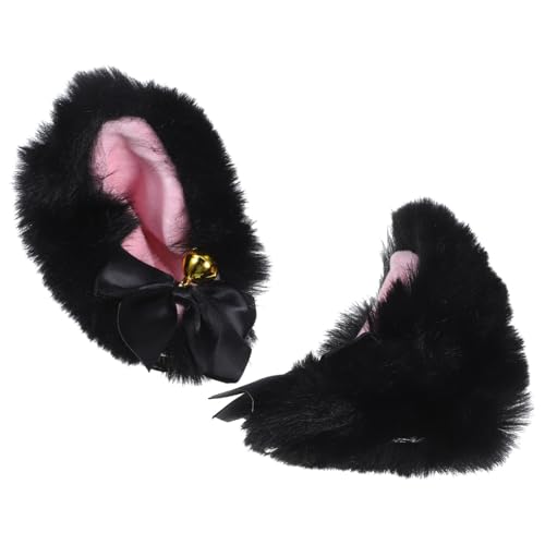 IMIKEYA Cosplay Katzenohren Haarclip Plüsch Ohrklammern mit Glocke Niedlicher Party Haarschmuck für Damen Halloween Kostüm Zubehör Langlebig und Attraktiv Schwarz Zufällige von IMIKEYA