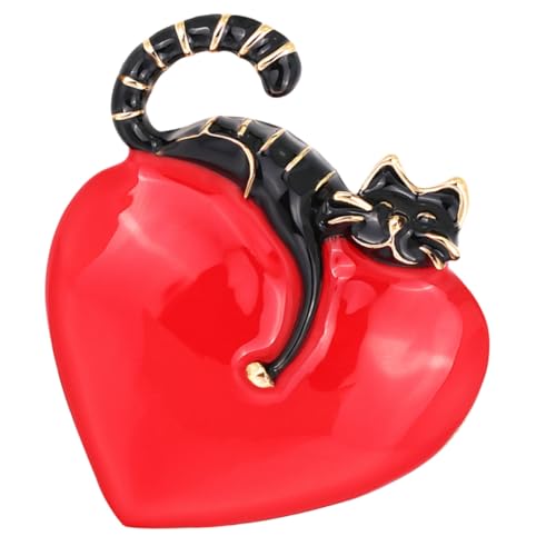 IMIKEYA Creative Katzenbrosche aus Hochwertiger Legierung Herzförmiges Design mit Niedlicher Katze Langlebiges Mode accessoire Vielseitig Kombinierbar für Kleidung und Taschen von IMIKEYA