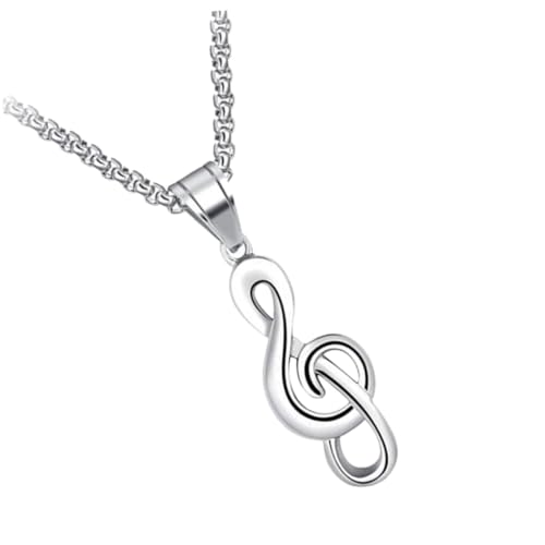 IMIKEYA Creative Musiksymbol Anhänger Halskette Titanstahl Stylische Herren Halskette mit Musiknoten Design Lange Kreative Neck Chain für Festival und Party von IMIKEYA