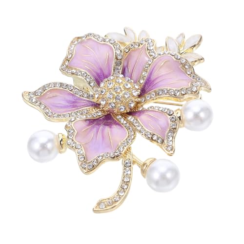 IMIKEYA Dainty Blütenbrosche Damen Emaille Schmuck Perlen Reversnadel Elegant für Abendkleid Bankett Party Anstecknadel von IMIKEYA