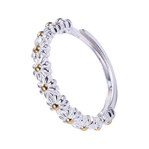 IMIKEYA Daisy Ring Damen Verstellbarer Offener Ring Silber Eleganter Blumenschmuck für Valentinstag und Geburtstage Fingerdekoration für Retro von IMIKEYA