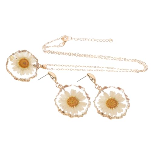 IMIKEYA Daisy Schmuckset Damen Kette und Ohrringe mit Getrockneten Blumen Elegantes Statement Design Filigraner Anhänger Modisches Teiliges Set für Vielseitigen Stil IMIKEYA Daisy Schmuckset Damen Kette und Ohrringe mit Getrockneten Blumen Elegantes Statement Design Filigraner Anhänger Modisches Teiliges Set für Vielseitigen Stil von IMIKEYA