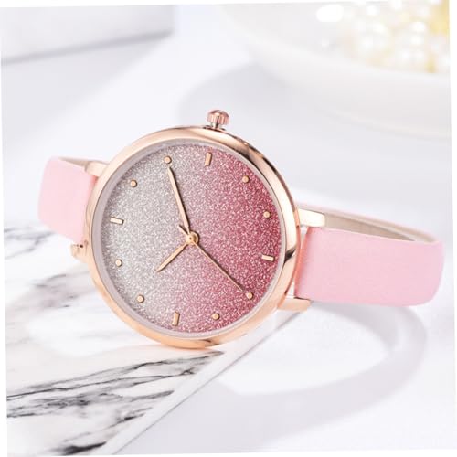 IMIKEYA Damen Armbanduhr mit Quarzuhrwerk Modische Stilvolle und Langlebige Analoge Uhr mit Rosafarbenem Pu Lederband Komfortabel und Vielseitig für Alltag Party und Schule Geeignet von IMIKEYA