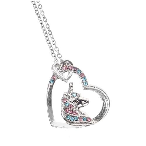 IMIKEYA Damen Einhorn Halskette mit Anhänger aus Strass Kette Schmuck für Frauen Einzigartiges Design Langlebiges Legierungsmaterial für Party und Alltag von IMIKEYA