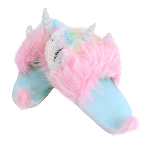 IMIKEYA Damen Einhorn Hausschuhe Winter Flauschige Baumwoll Pantoffeln Sanft Warm Rutschfest Komfortable Hausschuhe für Innenbereich Kuscheliger Slipper in Rosa von IMIKEYA