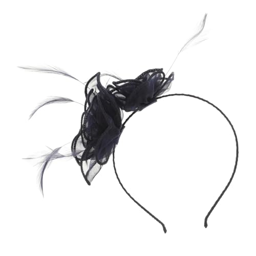IMIKEYA Dunkelblaues Stirnband-clip Fascinator Für Damen Mit Blumennetz Und Bändern Vintage-kopfschmuck Für Teepartys Hochzeiten Und Besondere Anlässe von IMIKEYA