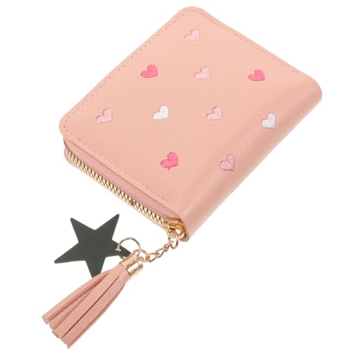 IMIKEYA Damen Geldbörse im Süßen Design PU Kleine Geldbörse mit Reißverschluss Kreditkartenhalter und Münzfach für Shopping und Reisen Zartem Rosa von IMIKEYA