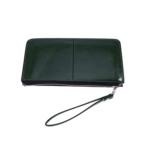 IMIKEYA Damen Geldbörse mit Reißverschluss und Schnalle Große Kapazität Clutch Handtasche Smartphone Halter Schützende Brieftasche in Dunkelgrün für Arbeit und Alltag von IMIKEYA