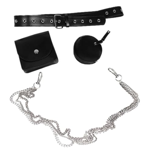 IMIKEYA Damen Gürteltasche Hip Hop Style Ketten Tasche PU Hüfttasche Vielseitig Tragbar Fanny Pack Langlebig Robust für Alltag Reise Shopping von IMIKEYA
