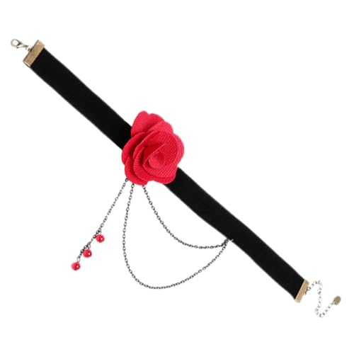 IMIKEYA Damen Halskette Choker mit Rotem Vintage Rosenanhänger und Bequem Modisches Accessoire für Frauen für Freundinnen zu Hochzeit Party Abschlussfeier von IMIKEYA