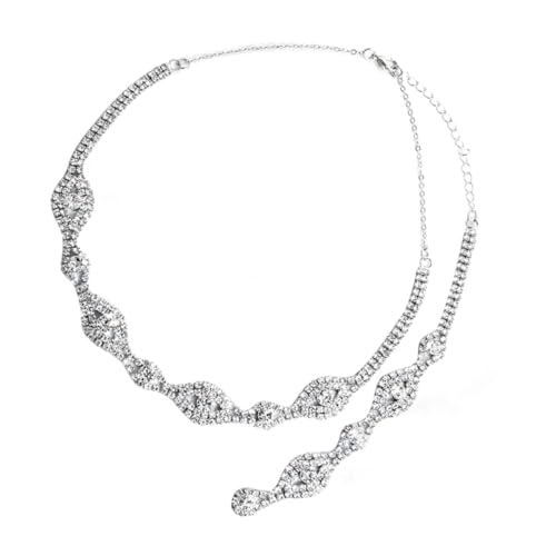 IMIKEYA Damen Halskette mit und Quaste Rückenkette Brautschmuck Eleganter Anhänger für Hochzeit Party Abschlussball Silberfarben Modisches Accessoire von IMIKEYA