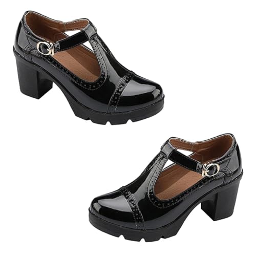 IMIKEYA Damen High Heels mit Blockabsatz wasserdichte Runde Zehen Pumps Stilvolle Arbeitsschuhe und Alltagsschuhe Komfortable und Langlebige Single Schuhe für Büro und Party von IMIKEYA
