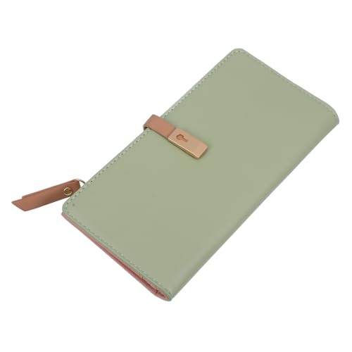 IMIKEYA Damen Langbörse aus PU Material mit Reißverschluss Große Kapazität Mehrschichtiges Design Karten und Geldhalter Leichte Clutch in Elegantem Hellgrün für Alltag und von IMIKEYA