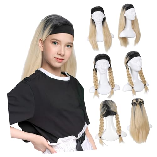 IMIKEYA Damen Langhaar-perücke mit Schwarzem Stirnband Glattes Hitzebeständiges Synthetisches Haar Verhedderungsfrei Natürlicher Haaransatz Vielseitig für Alltag Party Cosplay Geeignet von IMIKEYA