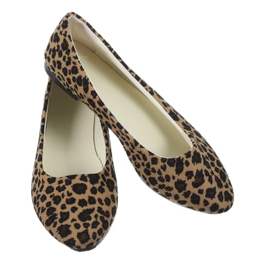 IMIKEYA Damen Leopard Flats mit Spitz zulaufender Zehenpartie Flache Atmungsaktive Freizeitschuhe für Alltag Arbeit und Party Modisches Design in Braun von IMIKEYA
