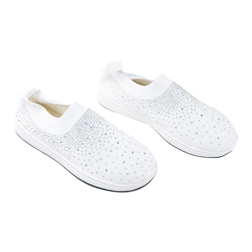 IMIKEYA Damen Mesh Laufschuhe Atmungsaktive Barfuß Sneaker mit Flexibler Sohle rutschfest Leicht für Alltag und Sport Weiß von IMIKEYA