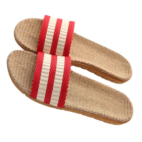 IMIKEYA Damen Offene Hausschuhe Sommer Atmungsaktiv Rutschfest Indoor Slipper für Zuhause Wohnzimmer Schlafzimmer Leicht Komfortabel Rot von IMIKEYA