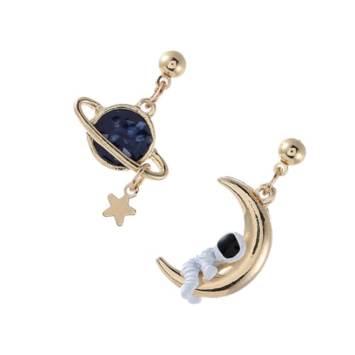 IMIKEYA Damen Ohrclips Mond Planet Design Asymmetrische Modische Ohrstecker Leicht Langlebig Für Alltag Büro Reise Schmuck Geschenk IMIKEYA Damen Ohrclips Mond Planet Design Asymmetrische Modische Ohrstecker Leicht Langlebig Für Alltag Büro Reise Schmuck Geschenk von IMIKEYA