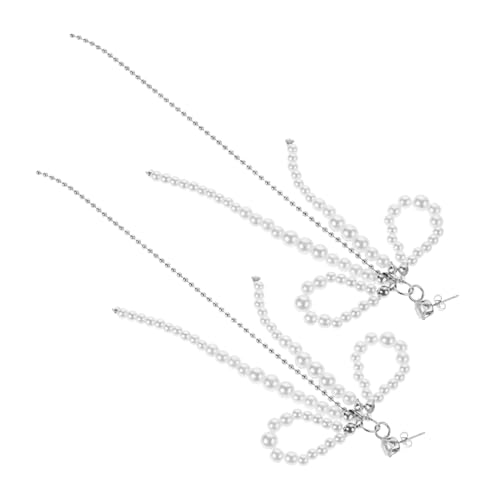 IMIKEYA Damen Ohrringe Schleifen Design mit Perlen und Funkelnden Strasssteinen Leichte Lange Quasten Ohrhänger Modischer Schmuck für Frauen und Hautfreundlich für Alltag und von IMIKEYA