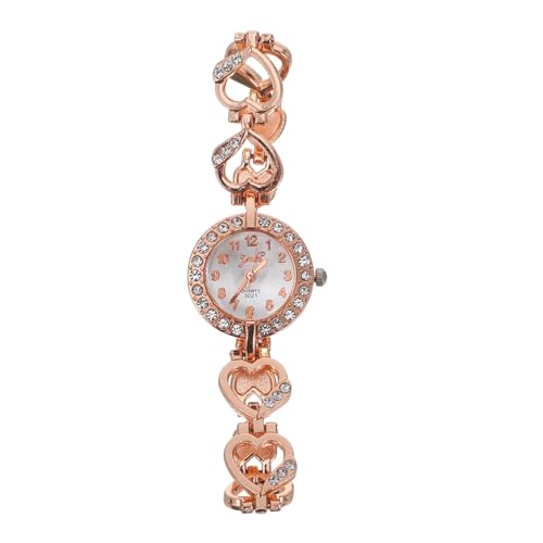 IMIKEYA Damen Quarzuhr mit Digitalanzeige und Herz Rhinestones Elegante Roségoldene Armbanduhr mit Funkelndem Strassbesatz Modische Damenuhr als Stilvolle Geschenkidee von IMIKEYA