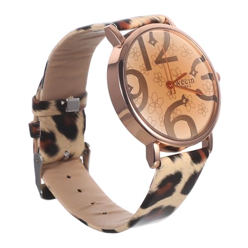 IMIKEYA Runde Damenuhr Mit Quarzwerk Ziffernblatt Und Pu-lederarmband Armbanduhr Im Leopard-Design Für Damen von IMIKEYA