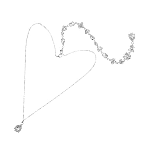 IMIKEYA Rückenkette Silber Lange Damenkette Mit Kristallanhänger Hochzeitskette Für Braut Rückenkette Mit Mädchenanhänger Elegant Für Party Und Geburtstag von IMIKEYA