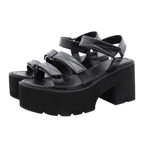 IMIKEYA Damen Sandalen Sommer Thick Soled Wedges Schwarz Modische Freizeit Schuhe mit Plateauabsatz für Partys und Alltag von IMIKEYA