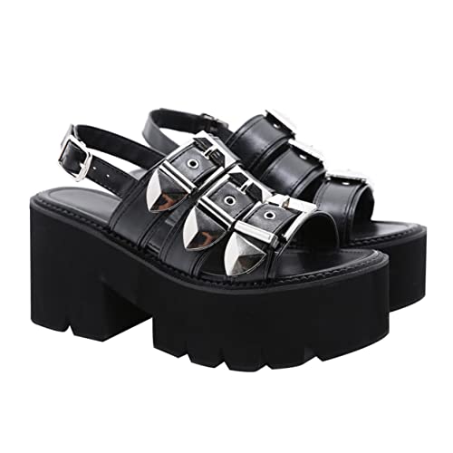 IMIKEYA Damen Sandalen mit Dicker Sohle Offene Zehen Fischmaul Design Bequeme Sommer Schuhe Langlebiges Material Freizeit Schuhe Schwarz von IMIKEYA