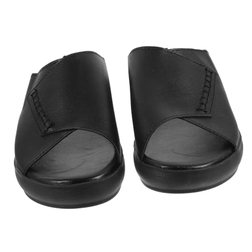 IMIKEYA Damen Sandalen mit Weicher Sohle und Keilabsatz Modische Sommerschuhe für Frauen Rutschfeste Dicke Sohle für Strand Party und Alltag Schwarz von IMIKEYA
