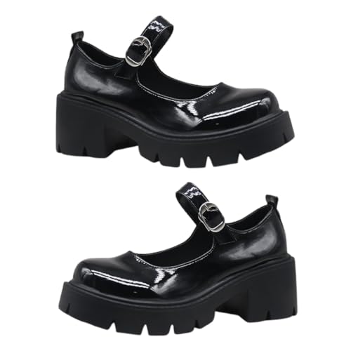 IMIKEYA Damen Schuhe mit Rundem Zehenbereich Klassischem Blockabsatz PU Material Modisch und Komfortabel Geeignet für Arbeit Party und Alltag Absatzhöhe Erhöht Frühling und Herbst von IMIKEYA