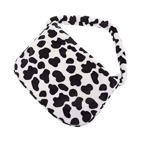 IMIKEYA Damen Schultertasche Plüsch Unterarmtasche mit Fleckenmuster Weiche Handtasche für Alltag Shopping Reisen Modische Kleine Umhängetasche aus Langlebigem Plüschmaterial von IMIKEYA