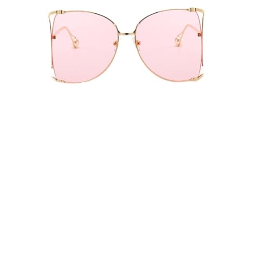 IMIKEYA Damen Sonnenbrille Metallrahmen mit Transparent Rosa Gläsern Kreative Partybrille Leichte und Langlebige Fashion Eyewear für Frauen Perfektes Accessoire für Outdoor und von IMIKEYA