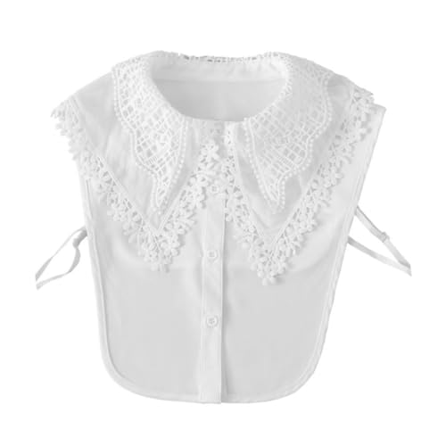 IMIKEYA Damen Spitzenkragen Fake Collar Weiß Abnehmbarer Blusenkragen Einsatz Eleganter Spitzenbesatz für Hemd und Kleid Leichtes Komfortables Accessoire für Frauen und Mädchen von IMIKEYA