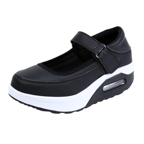IMIKEYA Damen Sportschuhe mit Luftpolster Leichte Atmungsaktive Sneaker Einfache Freizeitschuhe für Frühling und Herbst rutschfest Bequeme Dämpfung Modische Schwarze Turnschuhe für Alltag von IMIKEYA