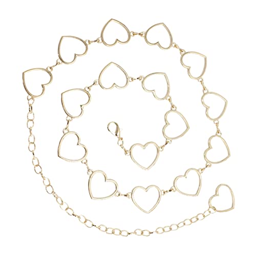 IMIKEYA Damen Taillenkette mit Love Herz Design Modischer Metallgürtel für Kleider und Strandoutfits Verstellbare Goldene Hüftkette Stilvoller Damengürtel für Abendkleid und Alltag IMIKEYA Damen Taillenkette mit Love Herz Design Modischer Metallgürtel für Kleider und Strandoutfits Verstellbare Goldene Hüftkette Stilvoller Damengürtel für Abendkleid und Alltag von IMIKEYA