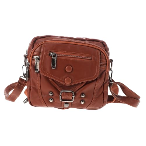 IMIKEYA Damen Vintage Umhängetasche mit Großer Kapazität Leichter PU Crossbody Bag mit Verstellbarem Schultergurt Multifunktionale Handtasche für Alltag Reisen und Arbeit in Braun von IMIKEYA