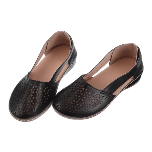 IMIKEYA Damen Wedgesandalen Sommer Schwarz Bequeme Low-heel Sandalen mit Atmungsaktiven Hohlraum-details Rutschfeste Keilabsatzschuhe für Outdoor Aktivitäten und Alltag Langlebig Modisch von IMIKEYA