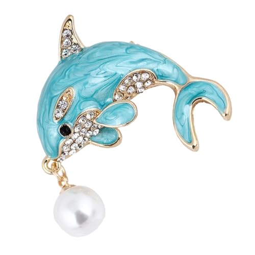 IMIKEYA Delfin Brosche mit Kunstperle Feine Legierung Modisches Accessoire für Damen Vielseitig Einsetzbar für Kleidung Stola und Besondere Anlässe von IMIKEYA