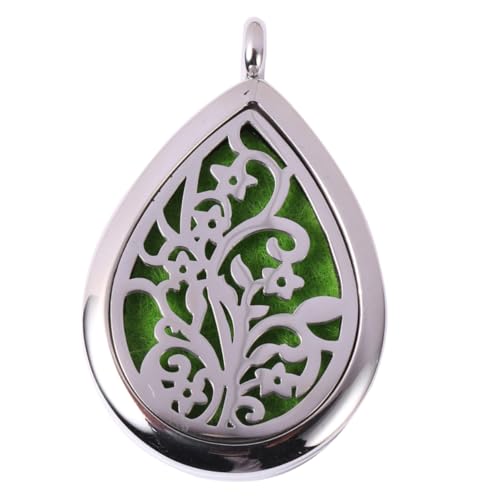 IMIKEYA Edelstahl Aromatherapie Halskette Wassertröpfchen Anhänger Hohl Design Duftflakon Medaillon für Damen Herren Aromatherapie Diffusor Schmuck mit Zufälliger Farbwahl Zufällige Farbe von IMIKEYA