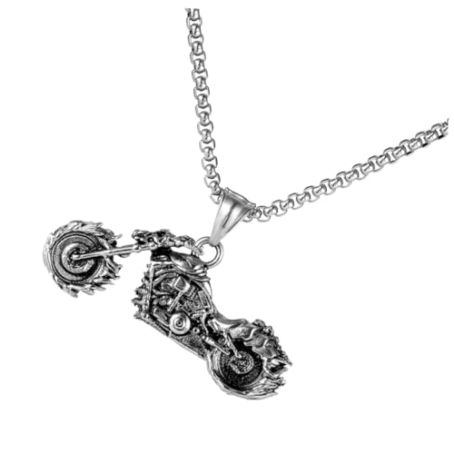 IMIKEYA Edelstahl Halskette Herren mit Motorrad Anhänger Stilvolles trendiges Design Hautfreundliches Material Feine Verarbeitung Modischer vielseitiger Choker für Männer Lange von IMIKEYA