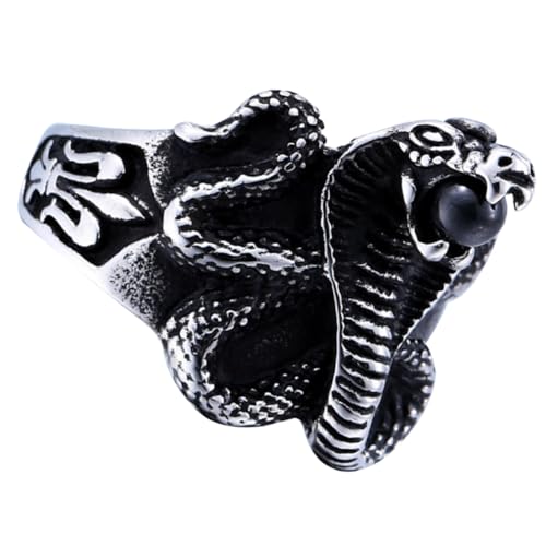 IMIKEYA Edelstahl Herrenring mit Schlangenmotiv Vintage Design Robustes Titanstahl Material Modisch Dekorativer Ring für Party Cosplay und Alltag von IMIKEYA