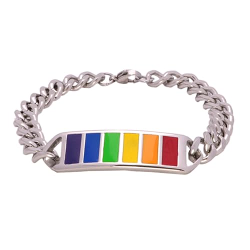 IMIKEYA Edelstahl Regenbogen Armband Unisex Titanstahl Einfaches Armband Damen Herren Modisches Schmuckstück Langlebig und Komfortabel für Geburtstag und Festtage von IMIKEYA