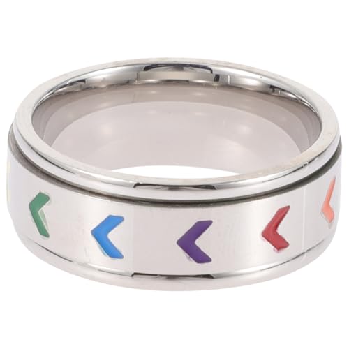 IMIKEYA Edelstahl Regenbogenring Lgbt Pride Schmuck Drehbar Unisex Stylisch Modisch für Damen Herren Geschenk Anlass von IMIKEYA